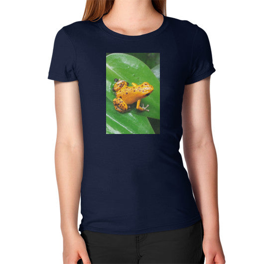 Women's Bastimentos Pumilio Dart Frog with Clutch T-Shirt Navy Rachel Jensen Designs