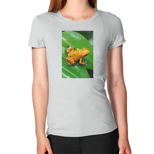 Women's Bastimentos Pumilio Dart Frog with Clutch T-Shirt Silver Rachel Jensen Designs
