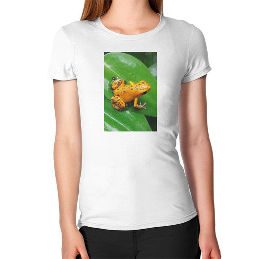 Women's Bastimentos Pumilio Dart Frog with Clutch T-Shirt White Rachel Jensen Designs