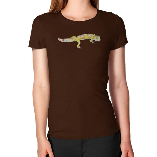 Women's Fancy Albino Leopard Gecko T-Shirt Brown Rachel Jensen Designs