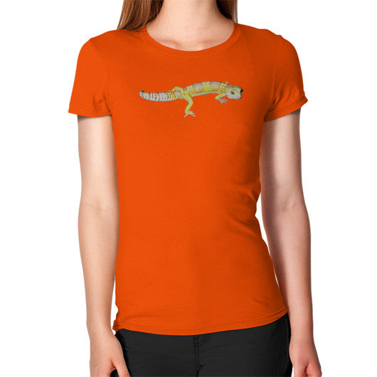 Women's Fancy Albino Leopard Gecko T-Shirt Orange Rachel Jensen Designs