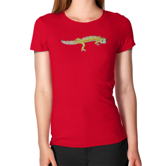 Women's Fancy Albino Leopard Gecko T-Shirt Red Rachel Jensen Designs