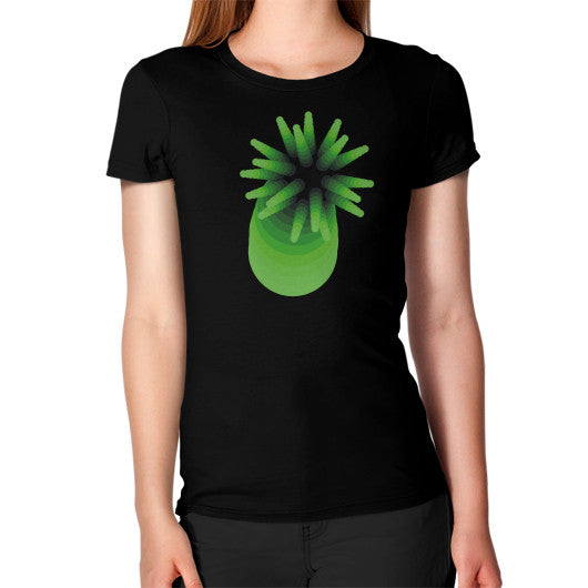 Women's Green Anemone T-Shirt Black Rachel Jensen Designs