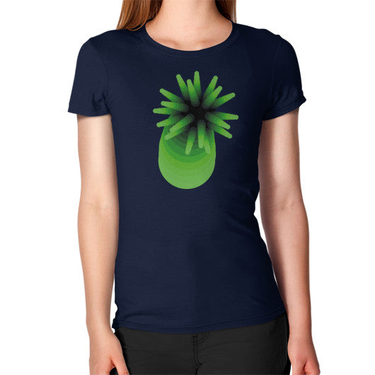 Women's Green Anemone T-Shirt Navy Rachel Jensen Designs