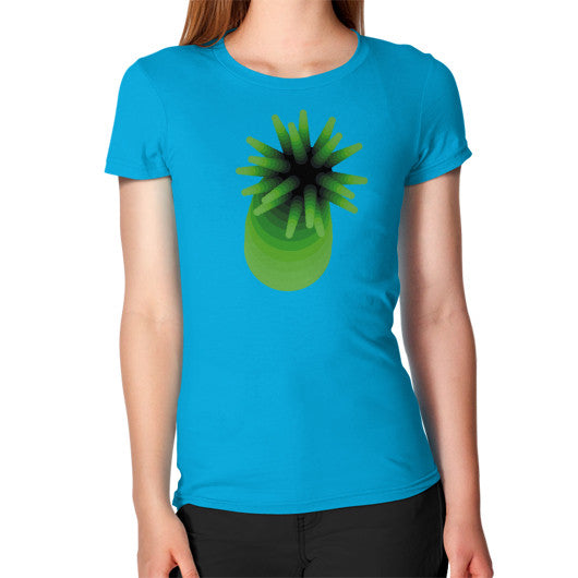 Women's Green Anemone T-Shirt Teal Rachel Jensen Designs