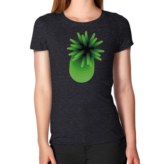 Women's Green Anemone T-Shirt Tri-Blend Black Rachel Jensen Designs