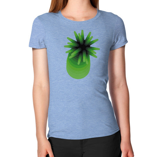 Women's Green Anemone T-Shirt Tri-Blend Blue Rachel Jensen Designs