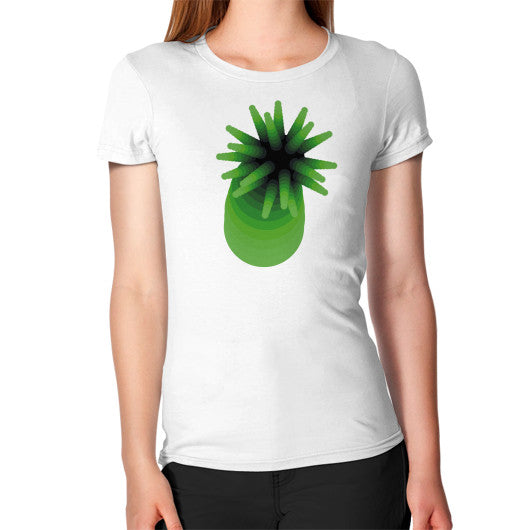 Women's Green Anemone T-Shirt White Rachel Jensen Designs