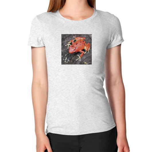 Women's Red Bastimentos Pumilio Dart Frog T-Shirt Ash grey Rachel Jensen Designs