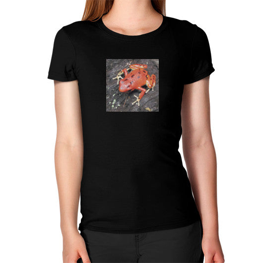 Women's Red Bastimentos Pumilio Dart Frog T-Shirt Black Rachel Jensen Designs