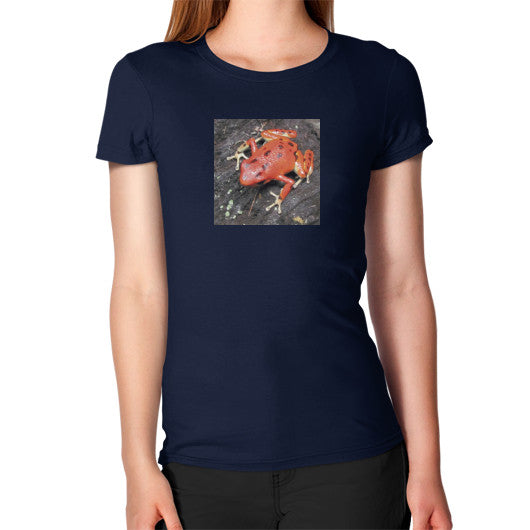 Women's Red Bastimentos Pumilio Dart Frog T-Shirt Navy Rachel Jensen Designs