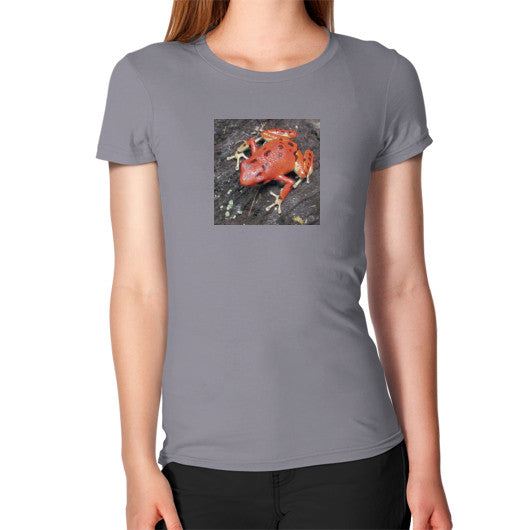 Women's Red Bastimentos Pumilio Dart Frog T-Shirt Slate Rachel Jensen Designs